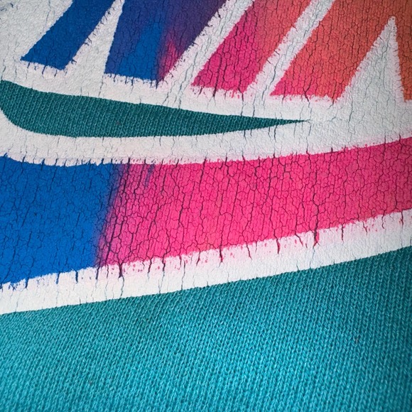 Nike Air 90s Vintage Teal Single Stitch Logo Crewneck Sweater - Picture 5 of 6